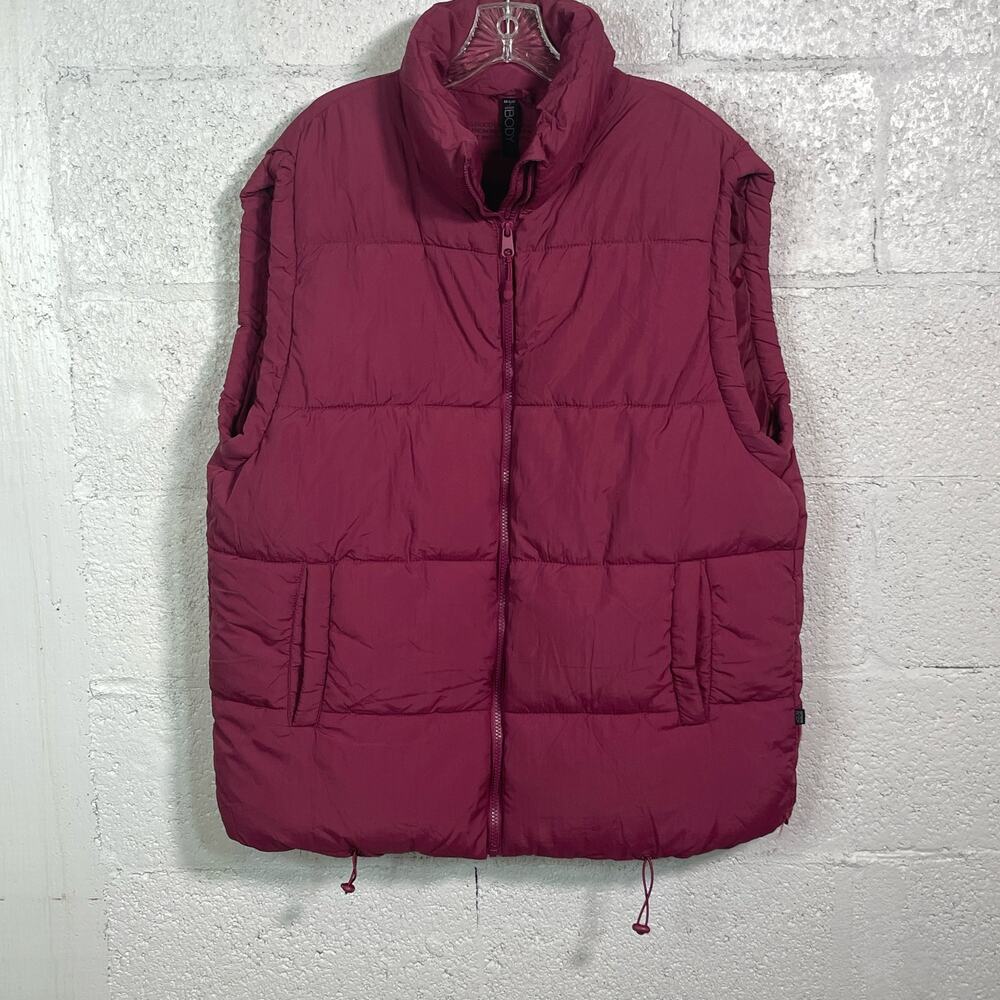 Cotton on Body Women's Recycled Mother Puffer Vest Jacket  Red Plum XS-S